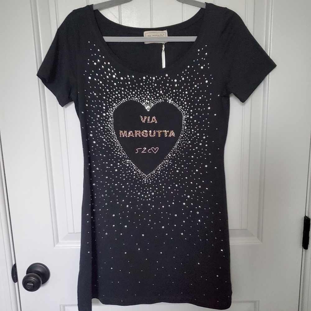 NWT VIA MARGUTTA 52C LONG BLACK SHIRT/DRESS - SIZE MEDIUM